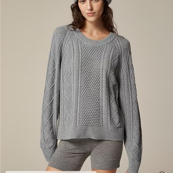 J. Crew Sweaters - J crew Cotton cable-knit crewneck sweater heather boulder